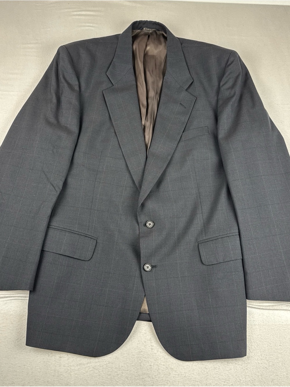 VTG Burberry Mens Prince of Wales Glen Plaid Blazer fits 42L Dark Gray Office
